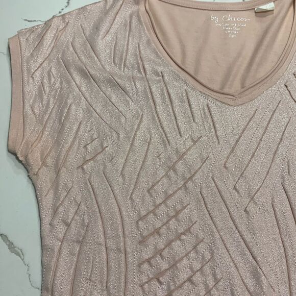 Chico’s | Pink Shimmer Women’s Casual Top Office Blouse Small - Picture 5 of 14